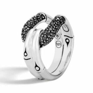 John Hardy Sterling Bamboo Black Sapphire Hook Ring